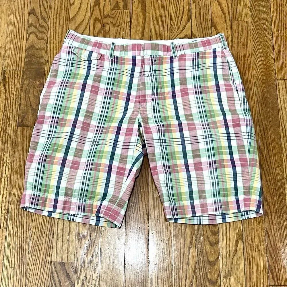 Polo by Ralph Lauren Plaid 1967 Flat Front Shorts. Size 34.